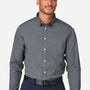 Devon & Jones Mens CrownLux Performance Moisture Wicking Spencer Poplin Long Sleeve Button Down Shirt - Graphite Grey Melange - New