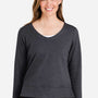 Devon & Jones Womens Charleston V-Neck Sweatshirt - Black Melange - Coming Soon