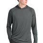 A4 Mens Performance Moisture Wicking Long Sleeve Hooded T-Shirt Hoodie - Graphite Grey