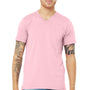Bella + Canvas Mens Jersey Short Sleeve V-Neck T-Shirt - Pink - NEW