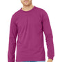 Bella + Canvas Mens Jersey Long Sleeve Crewneck T-Shirt - Berry Pink - NEW