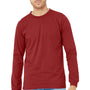 Bella + Canvas Mens Jersey Long Sleeve Crewneck T-Shirt - Canvas Red - NEW