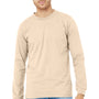 Bella + Canvas Mens Jersey Long Sleeve Crewneck T-Shirt - Soft Cream - NEW