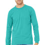 Bella + Canvas Mens Jersey Long Sleeve Crewneck T-Shirt - Teal Green - NEW