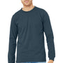 Bella + Canvas Mens Jersey Long Sleeve Crewneck T-Shirt - Vintage Navy Blue - NEW