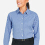Devon & Jones Womens CrownLux Performance Moisture Wicking Gingham Long Sleeve Button Down Shirt - French Blue/White - New