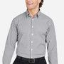 Devon & Jones Mens CrownLux Performance Moisture Wicking Gingham Long Sleeve Button Down Shirt - Graphite Grey/White - New