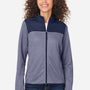 Core 365 Womens Venture Heathered Stripe Hybrid Moisture Wicking Full Zip Jacket - Classic Navy Blue/White - Coming Soon