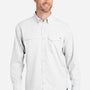 Huk Mens Tide Point Moisture Wicking Long Sleeve Button Down Shirt w/ Pocket - White - NEW