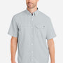 Huk Mens Tide Point Moisture Wicking Short Sleeve Button Down Shirt w/ Pocket - Harbor Mist Grey - New