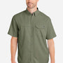 Huk Mens Tide Point Moisture Wicking Short Sleeve Button Down Shirt w/ Pocket - Moss Green - New