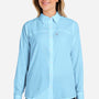 Huk Womens Tide Point UPF 30+ Long Sleeve Button Down Shirt - Crystal Blue - NEW