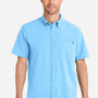 Huk Mens Kona UPS 30+ Short Sleeve Button Down Shirt w/ Pocket - Marolina Blue - NEW