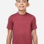 Team 365 Youth Zone Performance Mesh Moisture Wicking Short Sleeve Crewneck T-Shirt - Maroon - New