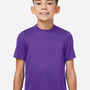 Team 365 Youth Zone Performance Mesh Moisture Wicking Short Sleeve Crewneck T-Shirt - Purple - New