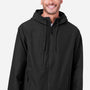 Harriton Mens Flex Twill Full Zip Hooded Jacket - Black - New