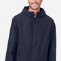 Harriton Mens Flex Twill Full Zip Hooded Jacket - Dark Navy Blue - New