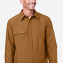 Harriton Mens Flex Twill Water Resistant Long Sleeve Button Down Shirt w/ Pocket - Duck Brown - Coming Soon
