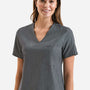 Onna Womens Limitless Stretch V-Neck Scrub Top w/ Pocket - Dynamo Grey - New