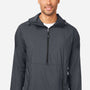 North End Mens Aura Lightweight Water Resistant 1/4 Zip Packable Hooded Anorak Jacket - Carbon Grey/Black - New