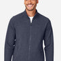 North End Mens Spirit Textured UPF 40+ Full Zip Sweatshirt w/ Pockets - Heather Classic Navy Blue - Coming Soon