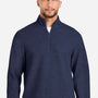 North End Mens Spirit Textured 1/4 Zip Sweatshirt - Heather Classic Navy Blue - New
