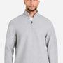 North End Mens Spirit Textured 1/4 Zip Sweatshirt - Heather Platinum Grey - New