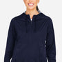 North End Womens Network Lightweight Full Zip Hooded Jacket - Heather Classic Navy Blue - Coming Soon