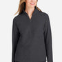 North End Womens Spirit Textured 1/4 Zip Sweatshirt w/ Pocket - Heather Black - New
