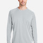 Huk Mens LoPro Pursuit Moisture Wicking Long Sleeve Crewneck T-Shirt - Harbor Mist Grey - NEW