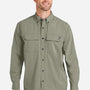 Huk Mens Creekbed Moisture Wicking Long Sleeve Button Down Shirt w/ Double Pockets - Moss Green - NEW