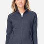 North End Womens Spirit Textured UPF 40+ Full Zip Sweatshirt w/ Pockets - Heather Classic Navy Blue - New