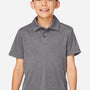 Team 365 Youth Zone Sonic Moisture Wicking Short Sleeve Polo Shirt - Heather Dark Grey - New