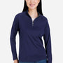Core 365 Womens Origin Moisture Wicking Performance Pique 1/4 Zip Sweatshirt - Heather Classic Navy Blue/Carbon Grey - Coming Soon