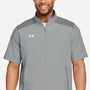 Under Armour Mens Motivate 3.0 Water Resistant 1/4 Zip Short Sleeve Sweatshirt w/ Pouch Pocket - Mod Grey/White - NEW