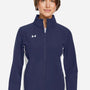 Under Armour Womens Rival Stretch Water Resistant Full Zip Jacket - Midnight Navy Blue/White - New