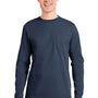 Vineyard Vines Mens Long Sleeve Crewneck T-Shirt w/ Pocket - Navy Blue Blazer/White Cap - New