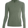 Anetik Womens Flight Tech Moisture Wicking 1/4 Zip Sweatshirt w/ Pocket - Heather Dark Olive Green - New