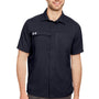 Under Armour Mens Motivate Moisture Wicking Short Sleeve Button Down Shirt w/ Pocket - Black