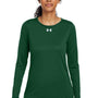 Under Armour Womens Team Tech Moisture Wicking Long Sleeve Crewneck T-Shirt - Forest Green