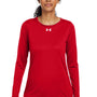 Under Armour Womens Team Tech Moisture Wicking Long Sleeve Crewneck T-Shirt - Red