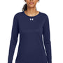 Under Armour Womens Team Tech Moisture Wicking Long Sleeve Crewneck T-Shirt - Midnight Navy Blue