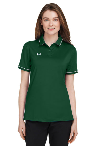 Under Armour 1376905 Womens Teams Performance Moisture Wicking Short Sleeve Polo Shirt Forest Green Model Front