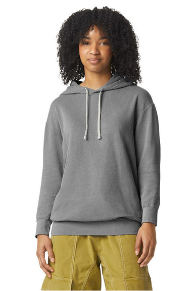 Comfort Colors 1467 Mens Garment Dyed Fleece Hooded Sweatshirt Hoodie Grey Model Front