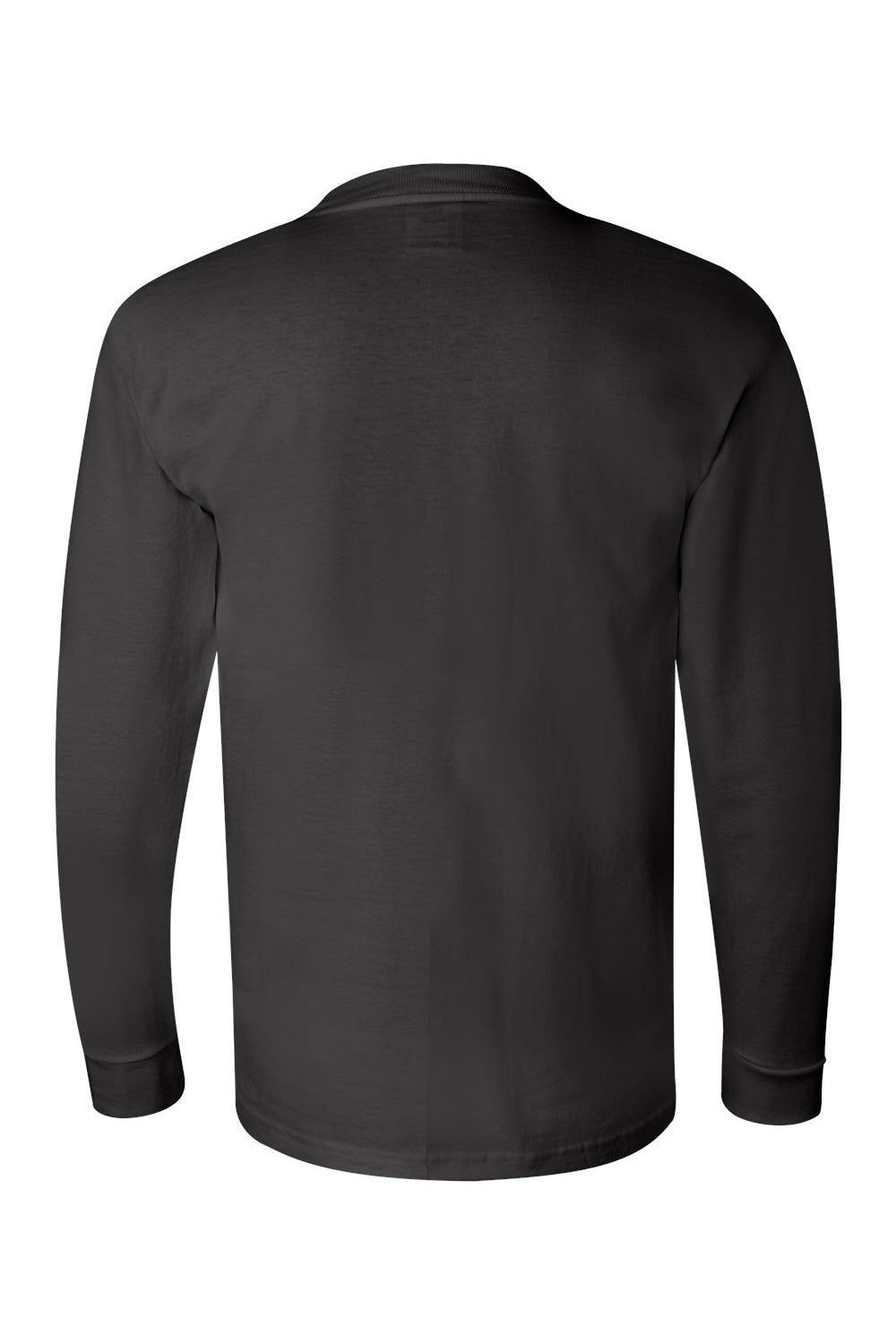 Bayside BA6100 Mens USA Made Long Sleeve Crewneck T-Shirt Black Flat Back