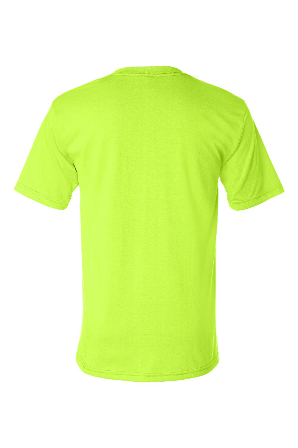 Bayside 1725 Mens USA Made Short Sleeve Crewneck T-Shirt w/ Pocket Safety Green Flat Back