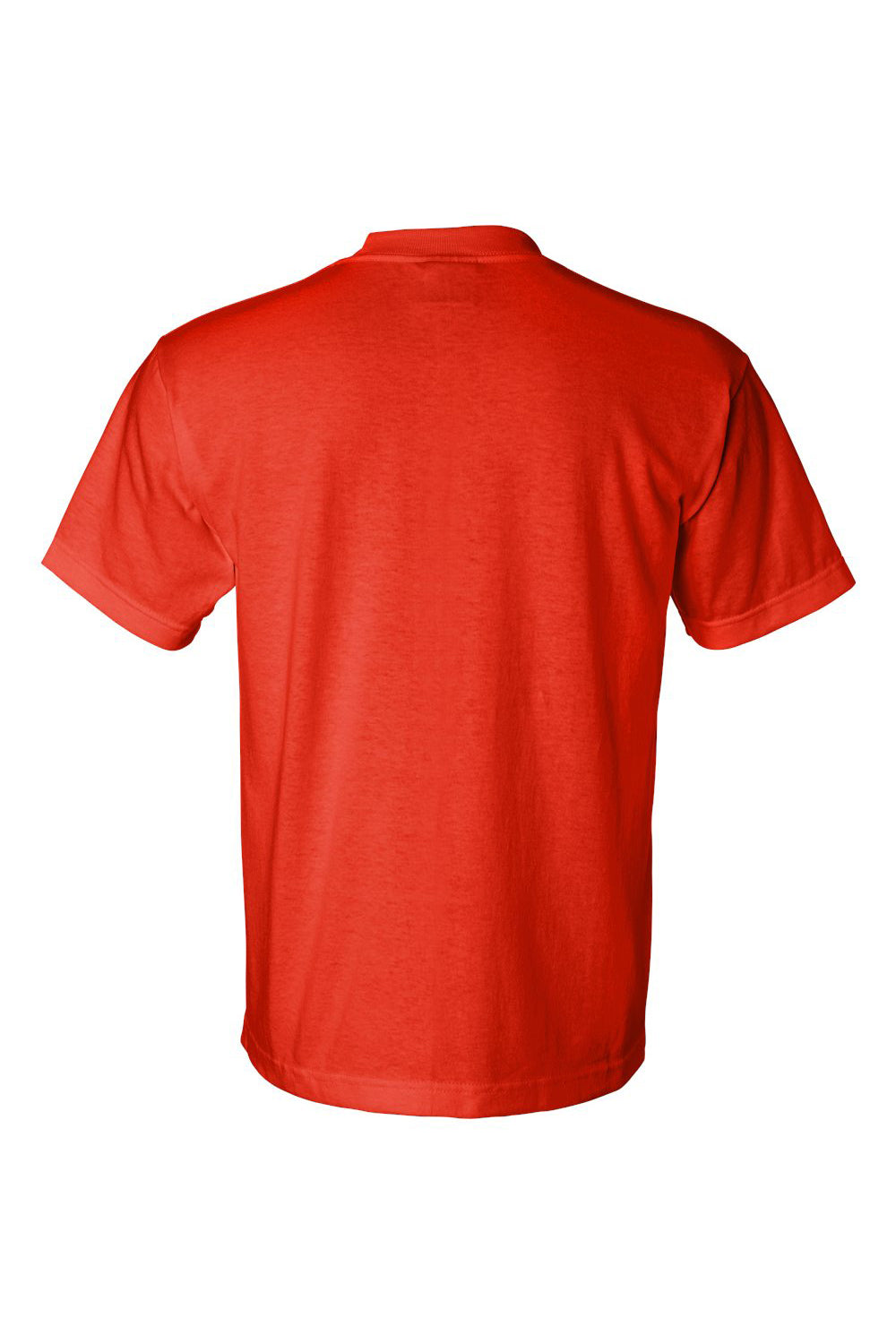 Bayside 1701 Mens USA Made Short Sleeve Crewneck T-Shirt Safety Orange Flat Back