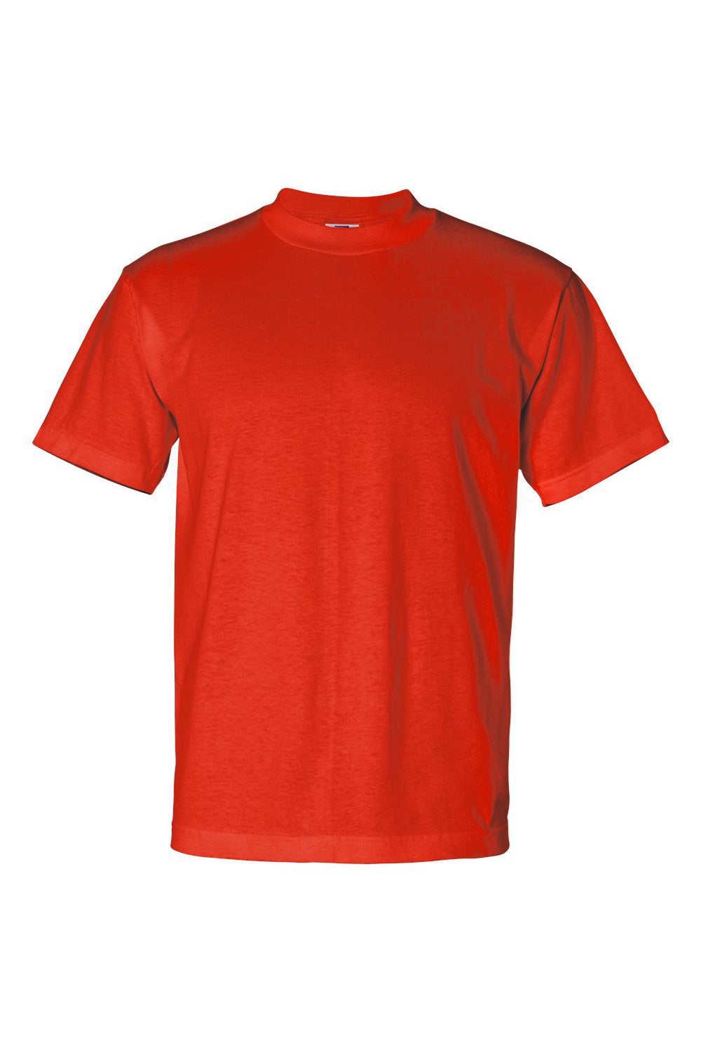 Bayside 1701 Mens USA Made Short Sleeve Crewneck T-Shirt Safety Orange Flat Front