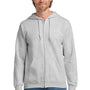 Gildan Mens Pill Resistant Full Zip Hooded Sweatshirt Hoodie w/ Pockets - Ash Grey