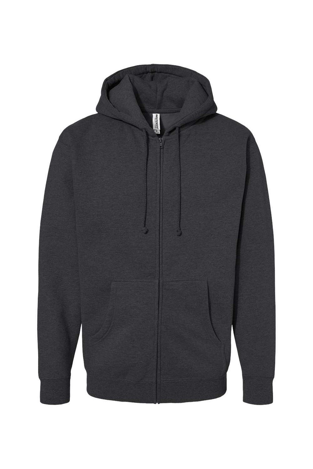 Independent Trading Co. IND4000Z Mens Full Zip Hooded Sweatshirt Hoodie Heather Charcoal Grey Flat Front